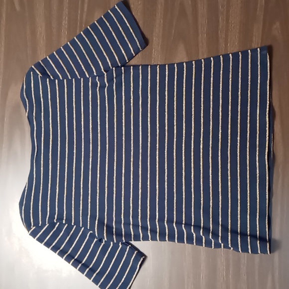 Charter Club Navy/Gold Sparkle Lined Blouse Size M - Picture 2 of 4